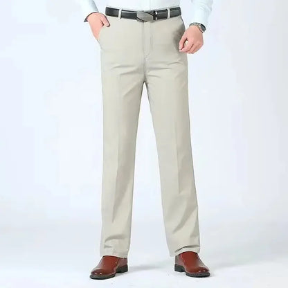 Men's Classic 100% Cotton Summer Thin Pant Autumn Thick Casual Bland High Waist Trousers Business Office Cargo Pants GOZBKF