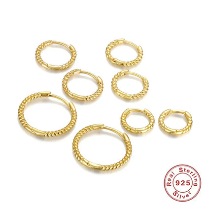 1pair 925 Sterling Silver Hoop Earring 6/7/8/13mm Circle Round Huggies for Women Men Ear Ring Bone Buckle Fashion Jewelry