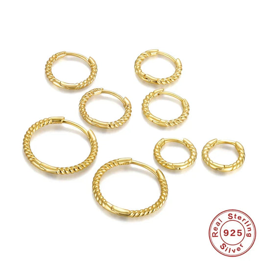 1pair 925 Sterling Silver Hoop Earring 6/7/8/13mm Circle Round Huggies for Women Men Ear Ring Bone Buckle Fashion Jewelry