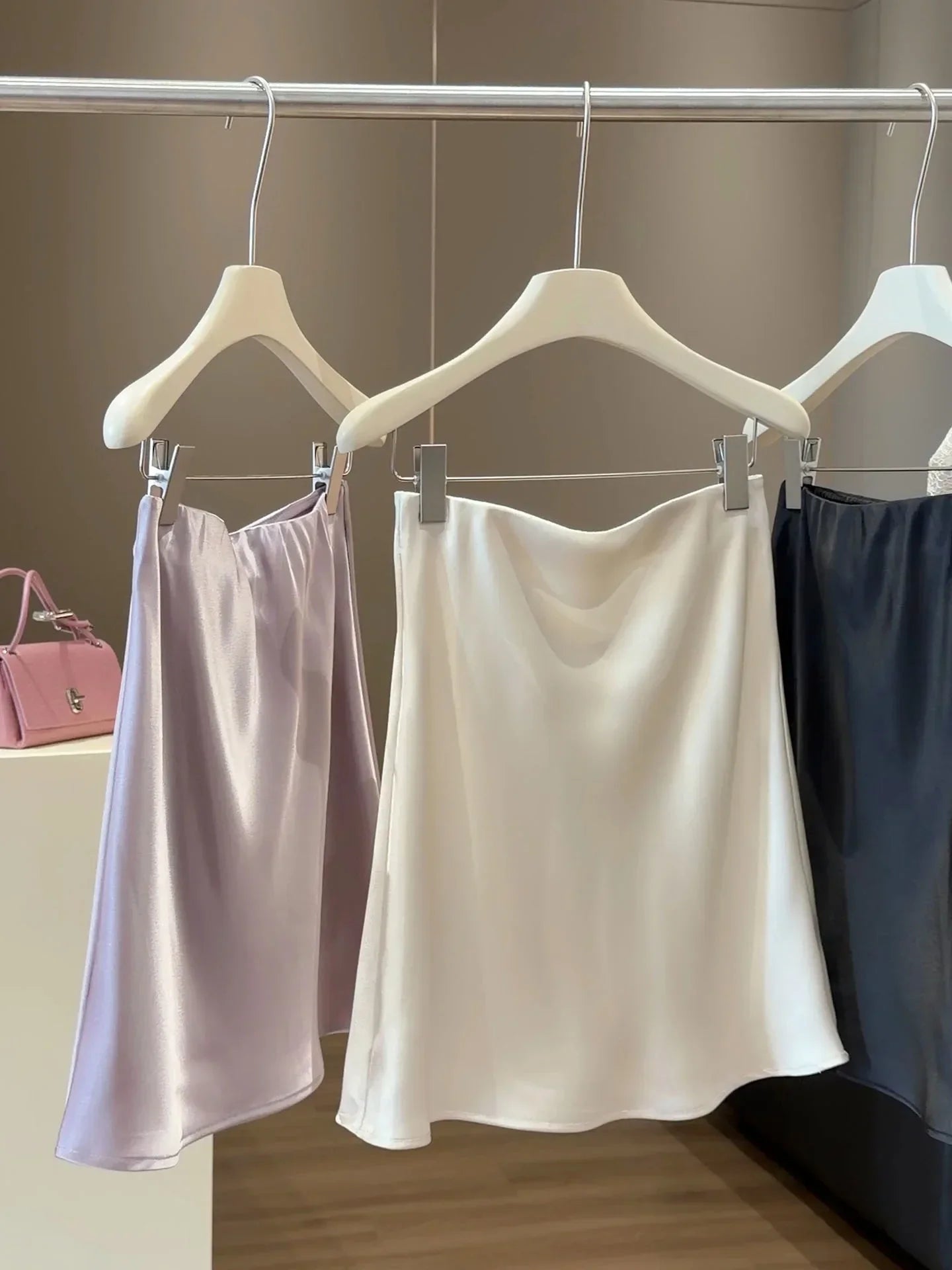 High-waisted Satin Skirts Women Summer 2026 French  Slim Simple A-line Skirt Female Elegant Korean Style Mini Skirt for Women