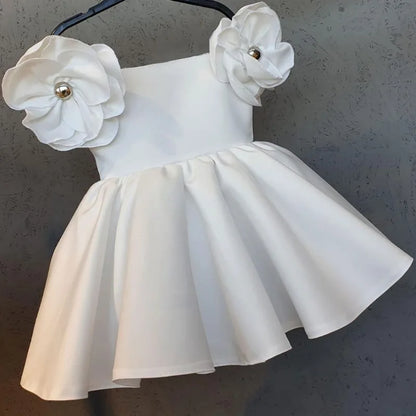 New Fashion Flowers Girls Dress 1st Year Birthday Party Baby Baptism Dress For Girls Princess Christmas Costume Infants Vestidos