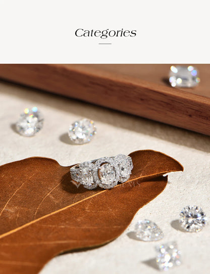 S925 Silver Lab Moissanite Rings for Women Sparkling 3pc Diamond 18k Gold Plated Ring Luxury Romantic Engagement Jewelry
