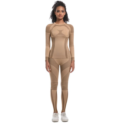Women Skiwear Set Yoga Set Skiing Underwear Fitness Workout Thermal Gym Ski Snowboarding Running Yoga Exercise Suit Long Johns
