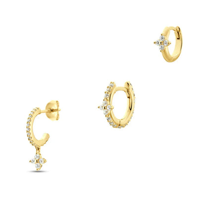 925 Sterling Silver 3PCS Zircon Double Layer Hoop Earrings For Women Minimalism Ins Earrings Fine Jewelry Party Gift