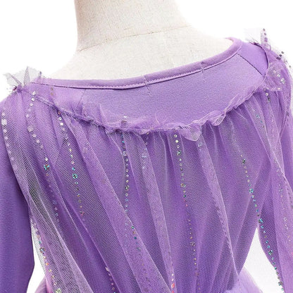 Snow Queen Elsa Princess Dress for Kids Girls Cosplay Frozen 2 Costume Birthday Party Children Purple Sequins Mesh Clothes 2-10Y