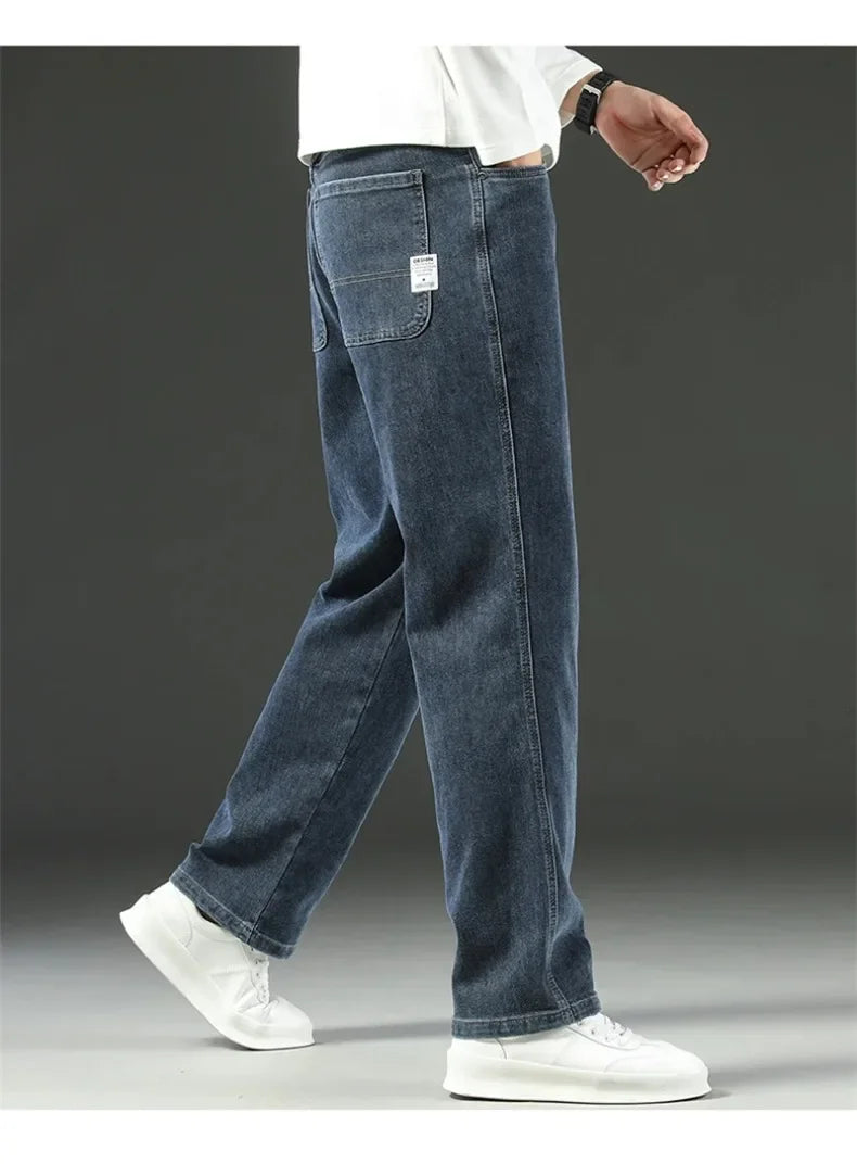 2025 Novo Estilo Y2 Primavera e Outono Jeans Folgados Masculinos Calças Retas Largas Casuais de Negócios Marca Roupas Masculinas