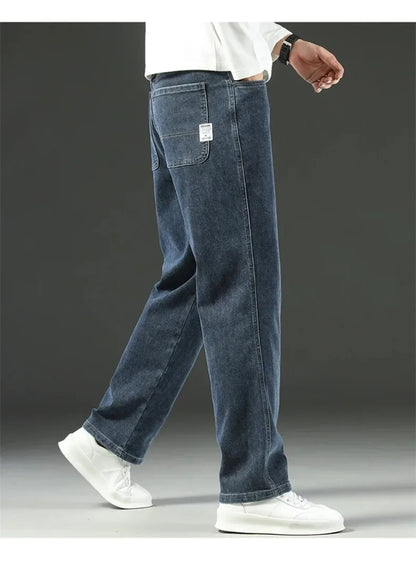 2025 Novo Estilo Y2 Primavera e Outono Jeans Folgados Masculinos Calças Retas Largas Casuais de Negócios Marca Roupas Masculinas
