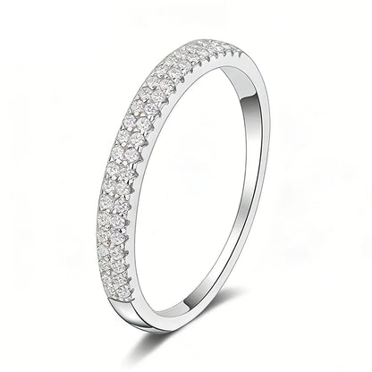 Full Moissanite Ring 925 Sterling Sliver with White Gold Plated  Eternity Band for Woman Party Sparkling Rings Jewely