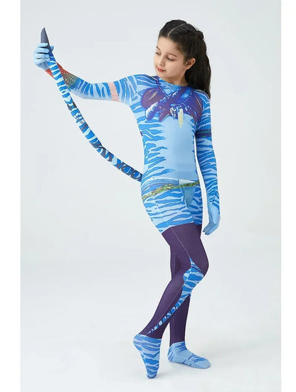 Avatar Costume for Kids Cosplay Alien Child Boy Girl Avatar The Way of Water Christmas Halloween Masquerade Party Dress Up