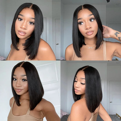 Bone Straight Short Bob Wigs Glueless Lace Front Human Hair Wigs 13x4 HD Transparent Lace Frontal Wig for Women Pre Plucked 250%