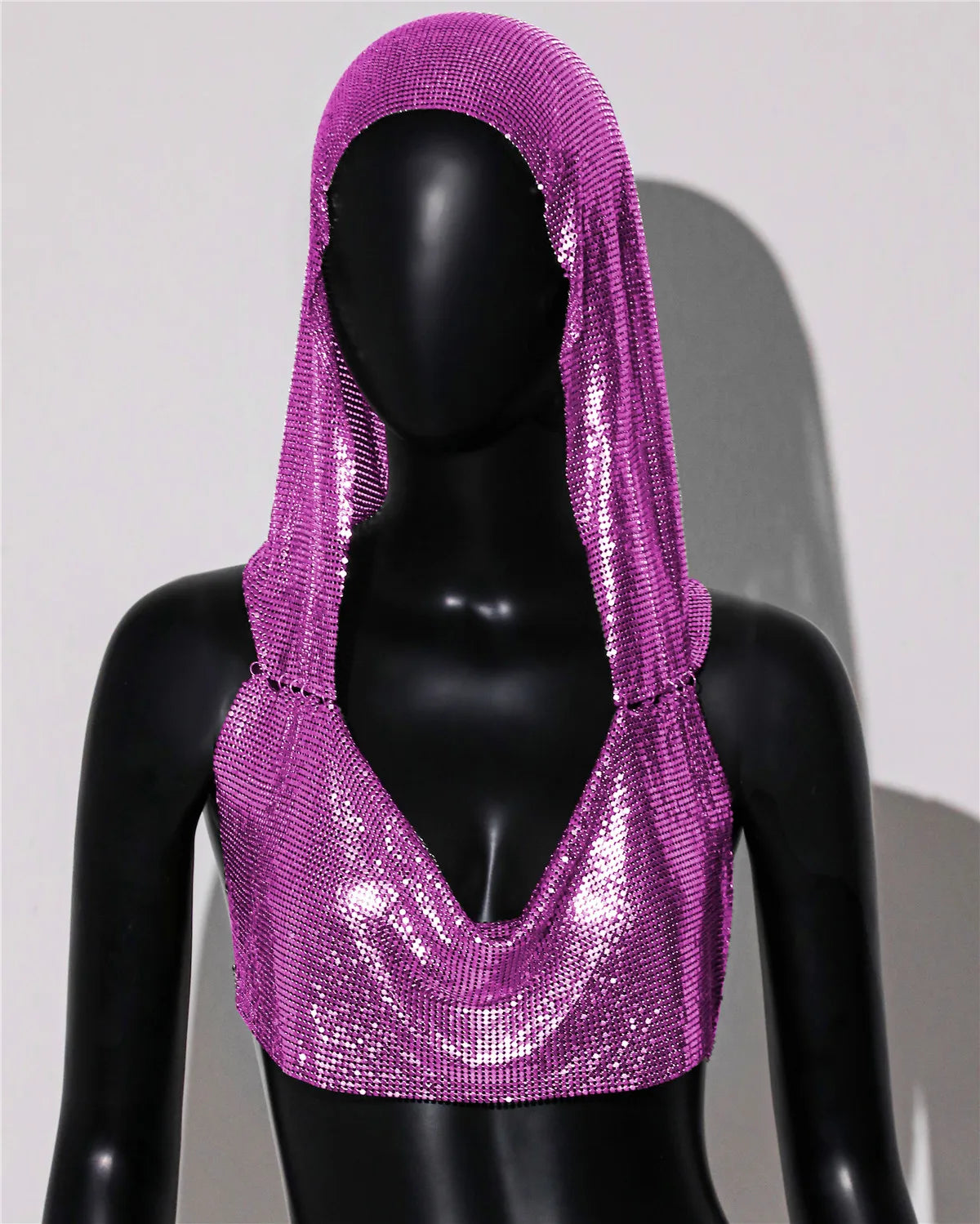 Y2K Streetwear Metal Sequins Women Tank Top Punk Goth Hip Hop Bandana Head Wraps Vest Rave Festival Women Tops Tee For Nightclub