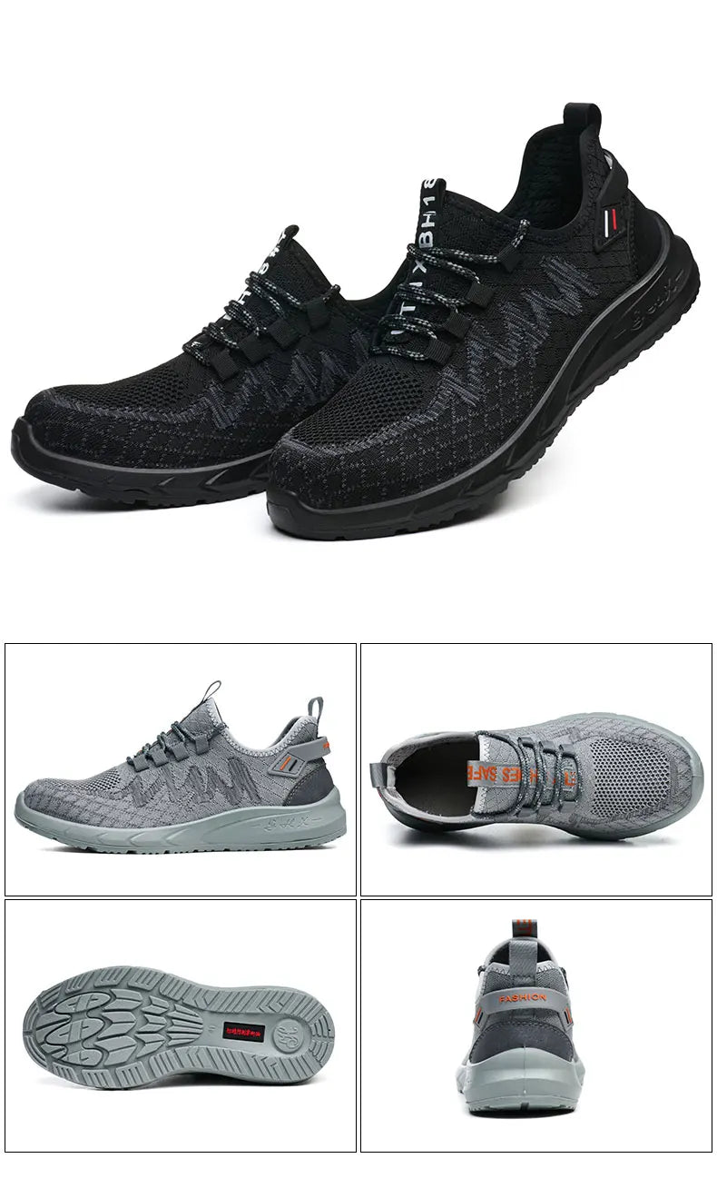 Lightweight Safety Shoes Men Steel Toe Sneakers Puncture Proof Breathable Work Safety Boots Man Comfy Construction Work Shoes