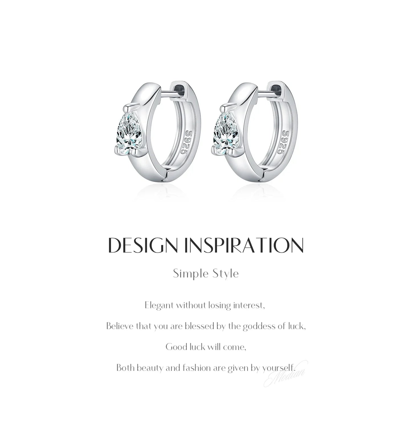 Water Drop D Color Moissanite Neutral Ear Buckle 925 Sterling Sliver Sparkling Hoop Earrings For Women Fine Jewelry
