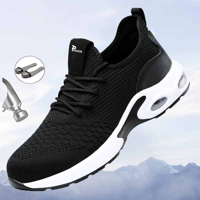 Hot Lightweight Safety Shoes for Men - Anti-Smash & Anti-Puncture Steel Toe Work Sneakers for All-Day Comfort
