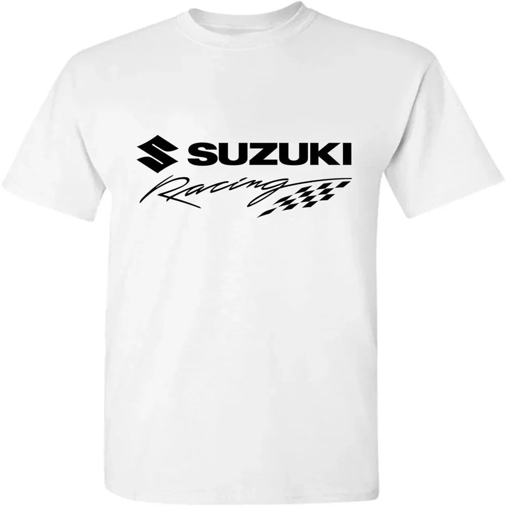 High-quality Motorcycle Riding Print 100% Cotton Men T-shirt Summer Daily Outdoor Sports Casual Loose Street Short-sleeve