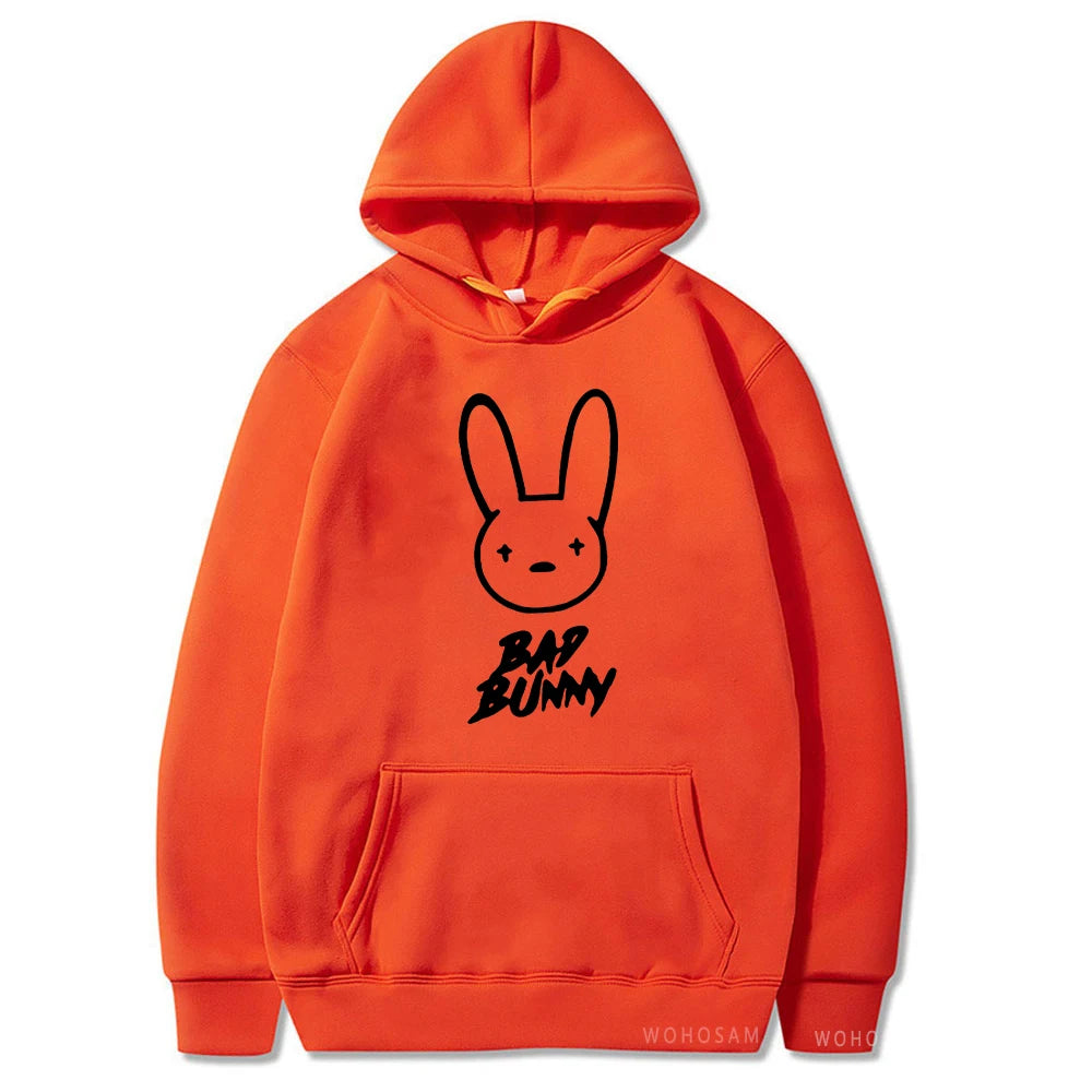 Funny Bad Bunny Hoodie Printed Kawaii Cartoon Harajuku Oversized Streetwear Sweatshirt Korean Style Long Sleeve Women Men Hoody