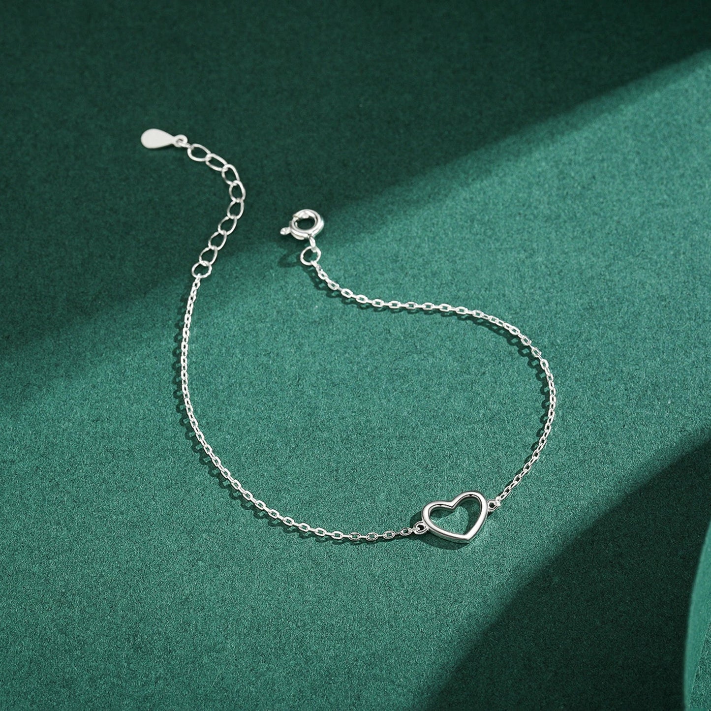 Authentic 925 Sterling Silver Classic Simple Heart Link Chain Bracelet For Women Charm Fine Statement Jewelry Accessories