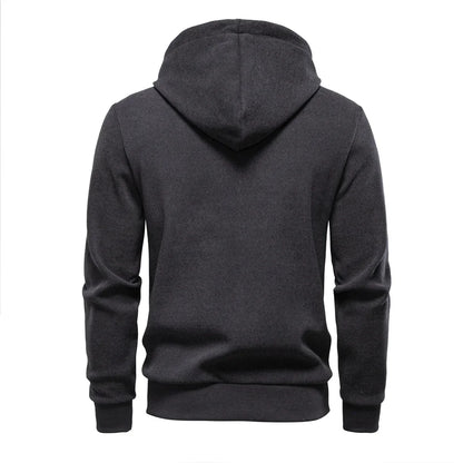Y2K Zip Up Hoodie Men Solid Color Winter Warm Retro Streetwear Minimalist Design Sportswear Zipper Hooded Sweatshirts