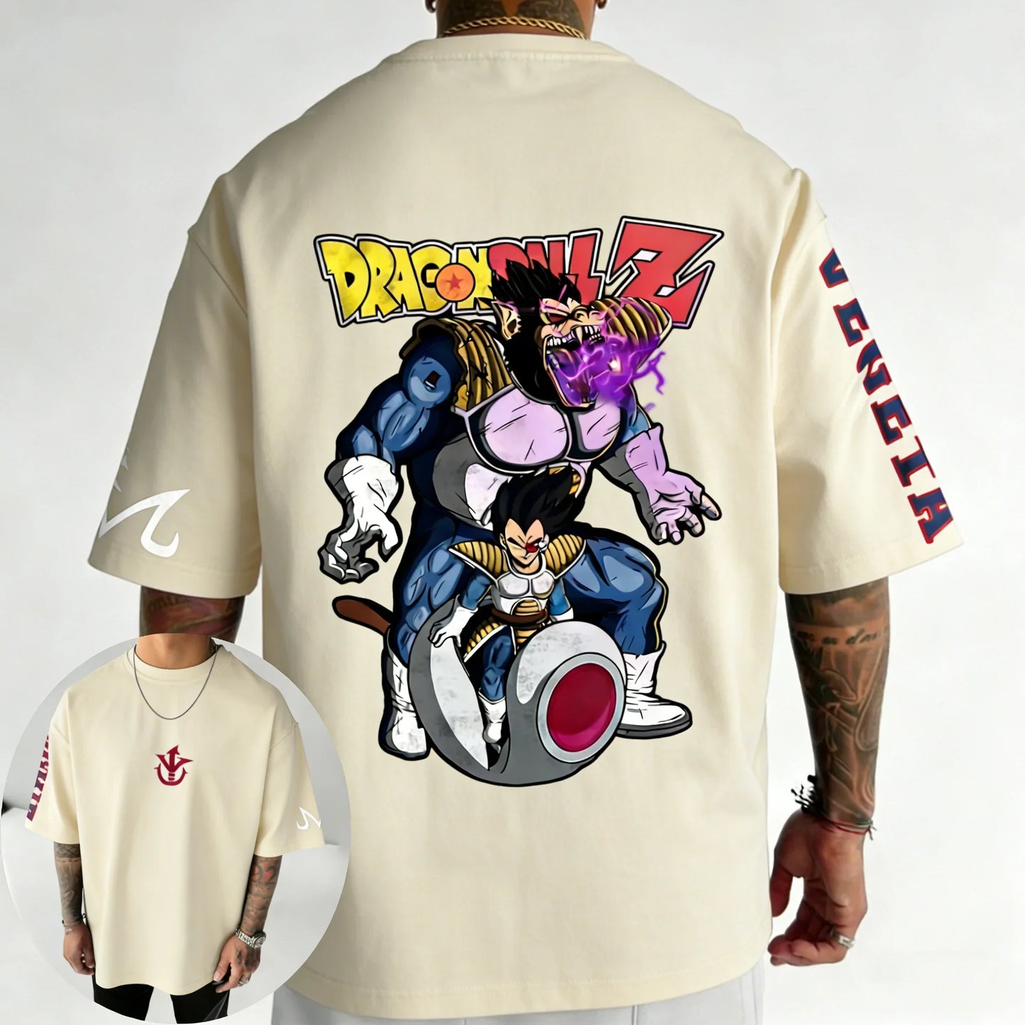 Anime Oversized Cotton T-shirt Summer New Vegeta Printed Men's and Women's Street Hip Hop Loose Casual Top