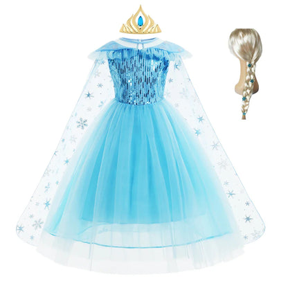 Girls Elsa Dresses Costume Clothes Kid Cosplay Princess Dress Snow Queen Vestido Children Birthday Parti Sukienki
