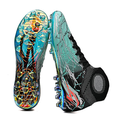 Breathable high top electroplated bottom soccer bootsFG long nails provide super strong grip and durability