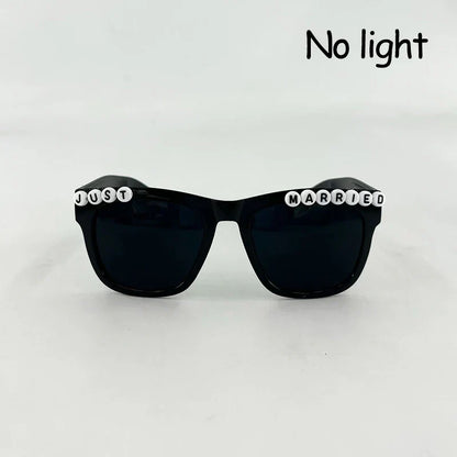 LED Just Married Glasses Wedding Bride To Be Surprise Gift Couple Glasses Souvenirs Glowing Heart Glasses Married Sunglasses