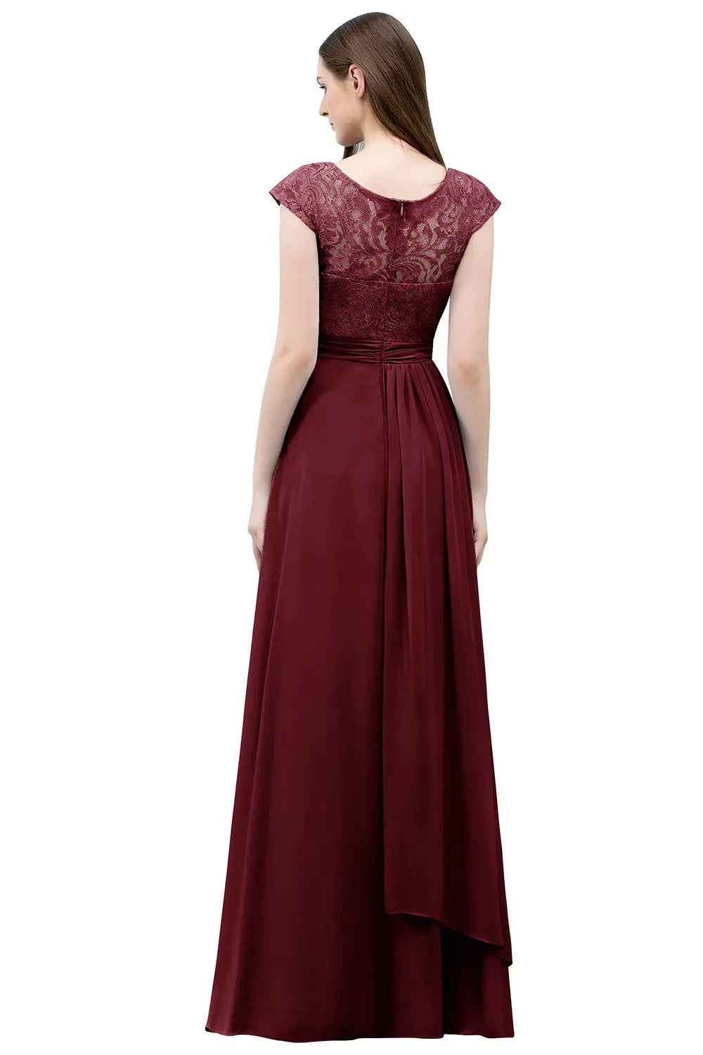 Light Blue Chiffon Long Bridesmaid Dresses Women 2024 Elegant Cap Sleeve Lace Formal Party Gowns Evening Prom