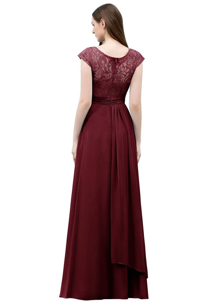 Light Blue Chiffon Long Bridesmaid Dresses Women 2024 Elegant Cap Sleeve Lace Formal Party Gowns Evening Prom