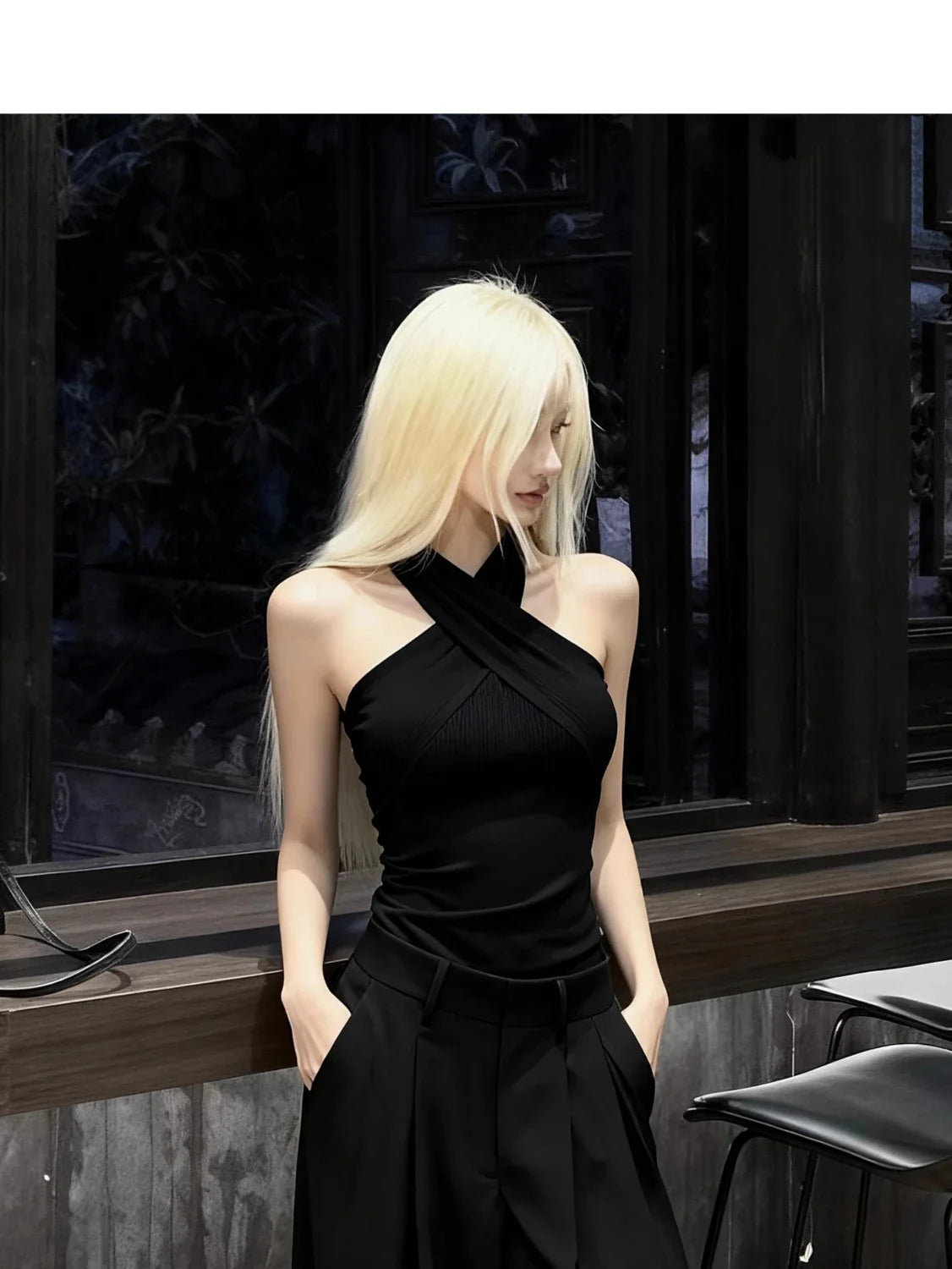 Solid Cross  Tank Top Women Sleeveless Chic 2000s Clothes Y2k Summer Tops New 2026 Korean Fashion Gothic Tanks Tshirt