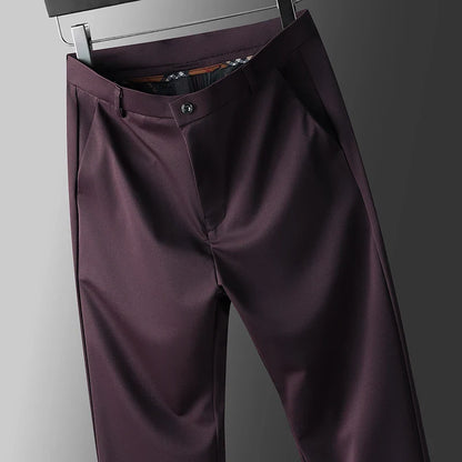Men's Four-Way Stretch Business Casual Pants - Spring/Autumn Elastic Comfort Formal Dress Trousers for Office & Daily Wear