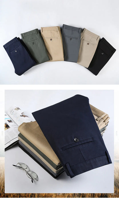 Winter Men Brand Fleece Pants Warm Cotton Business Thick Suit Casual Trousers Male Plush Formal Wear Pants 28-40
