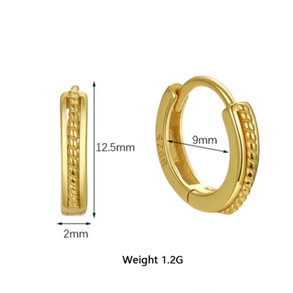 925 Sterling Silver Simple Statement Gold Twist Huggies Ear Loops for Women Fashion Elegant Girl Hoop Earrings Jewelry