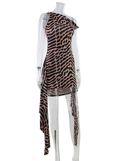 Prints Slash Neck Women Dresses Sleeveless Sheath Ribbon Fashion Party Outfits Sexy Club Bodycon Hip Wrap Female Robes