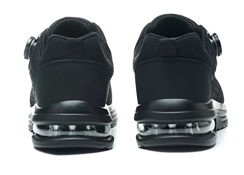 Men's Safety Shoes Steel Toe Anti- Crush Puncture Resistant Kevlar Pure Black Button Air Cushion Lightweight Work Shoes