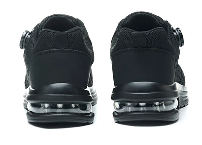 Men's Safety Shoes Steel Toe Anti- Crush Puncture Resistant Kevlar Pure Black Button Air Cushion Lightweight Work Shoes