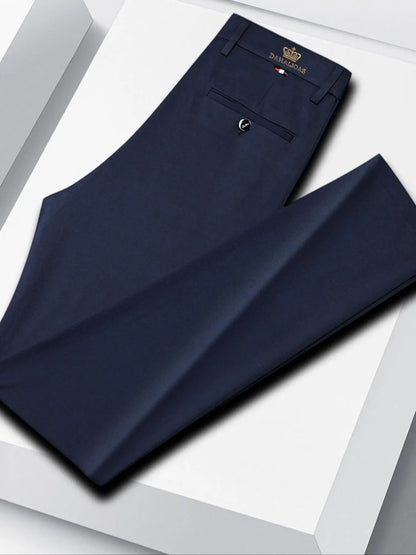 Premium Men's Stretch Business Pants – Slim Fit Solid Color Formal Trousers for All-Day Comfort & Professional Style