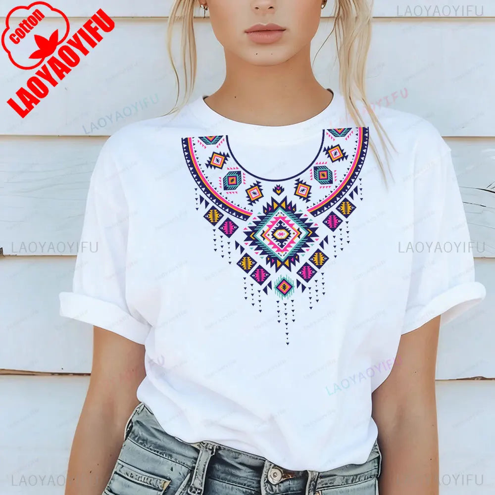 Shirt Ornament Print Shirt Ukraine Shirt Ukrainian T-shirt Gift for Women High Quality Cotton Tops Creativity Style