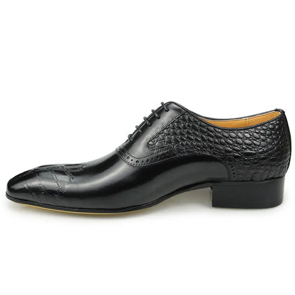 Italy Men's Shoes Prince Classic Modern Formal Oxford Wingtip Lace Up Dress Shoes Handmade Black Genuine Leather Shoes
