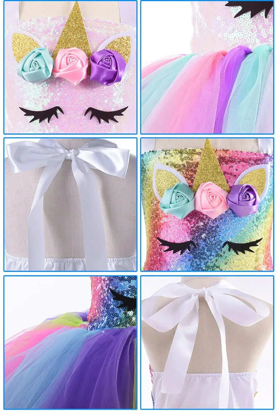 Vestidos de Unicórnio Princesa para Meninas, Trajes Tutu, Flores em Tons Pastel, Vestidos de Aniversário para Bebês, Tule, Fantasias Infantis para Halloween e Cosplay