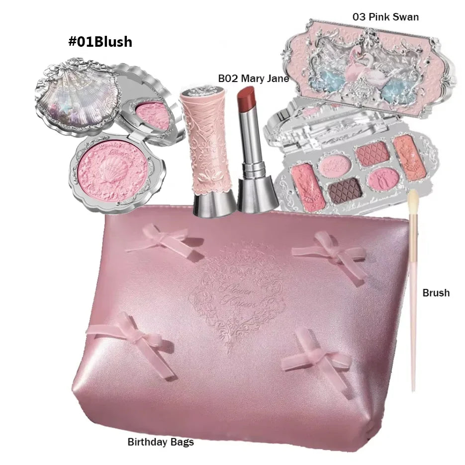 Makeup Set Swan Ballet Concealer Palette Embossed Blusher Shine Lipstick Kit With Bag THE SWEETIE BEAR Bunny Garden