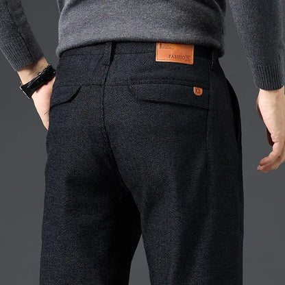 Men's Loose Casual Pants Autumn and Winter New Fashion Pocket Wide-leg Business Pants Comfortable Elastic Waist Stretch Pants