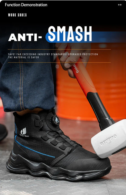 Men Safety Shoes Steel Toe Boots High Top Work Shoes Wear-resisting Slip Resistant Work Shoes Indestructible Breathable Sneakers