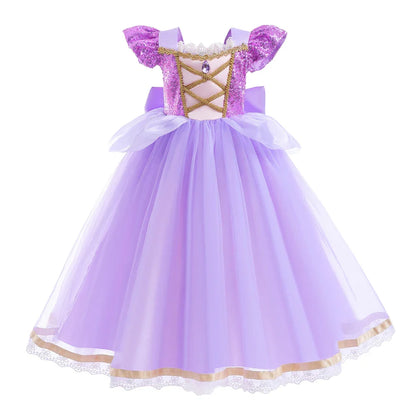 Summer Rapunzal Girl Princess Dress Cosplay Tangled Halloween Birthday Party Vestido Kids Birthday Costume