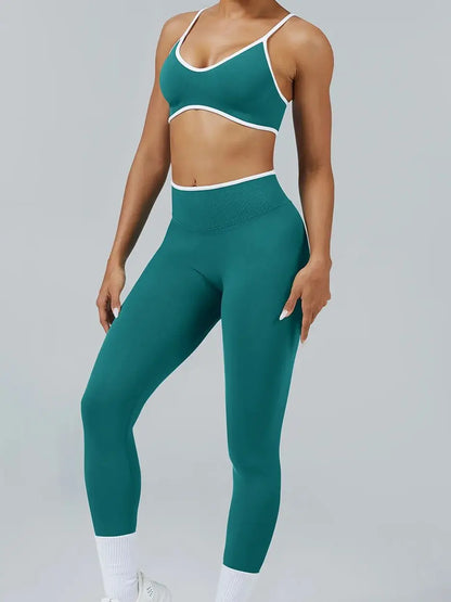 Women's Color Block Yoga Set Sports Bra & High Waisted Shorts Butt Lifting Tummy Control Workout Gym Fitness Running Activewear
