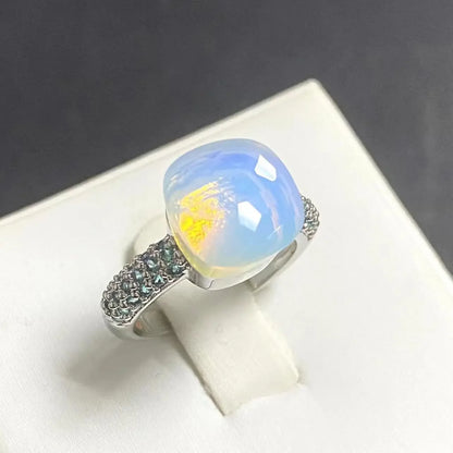 10.6mm Classic Ring for Women Light Blue Zircon Blue Topaz Candy Water Drop Crystal Ring Platinum Plated Jewelry Gift