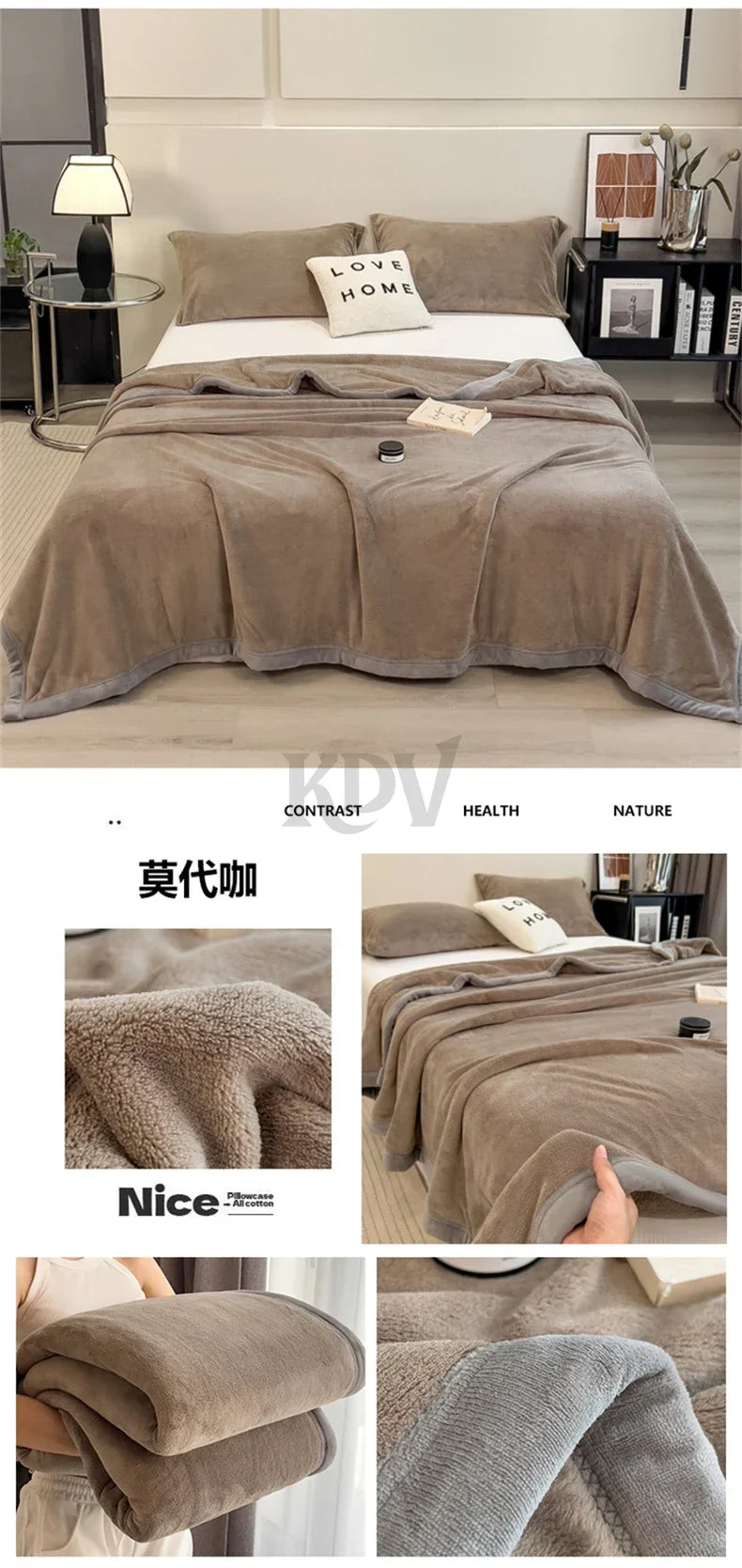 Double Layer Solid Color Milk Velvet Blanket Autumn Winter Thicken Warm Plush Blanket for Bed Sofa Single Double Thick Bed Sheet