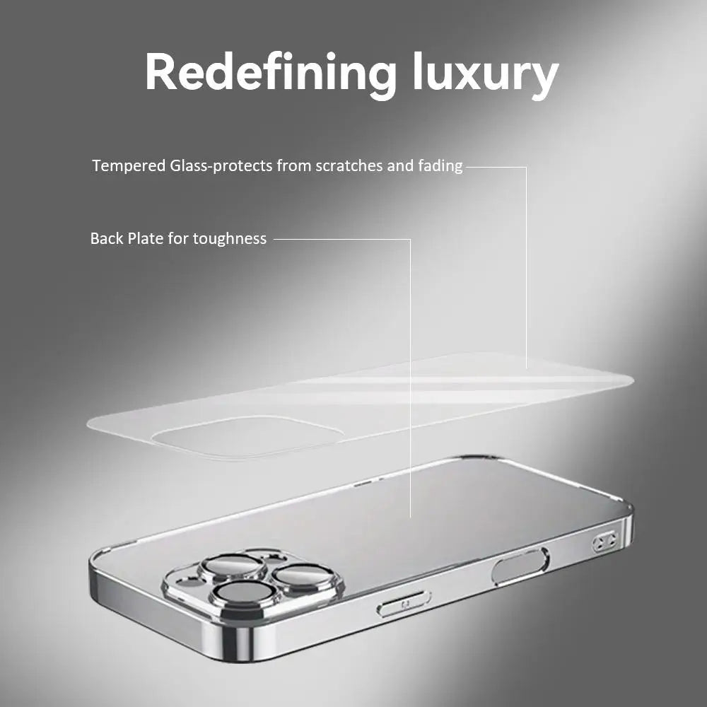 Phone Case For IPhone 17 16 15 14 13 12 Pro Max Plus Electroplated Metal Bumper Shockproof Case