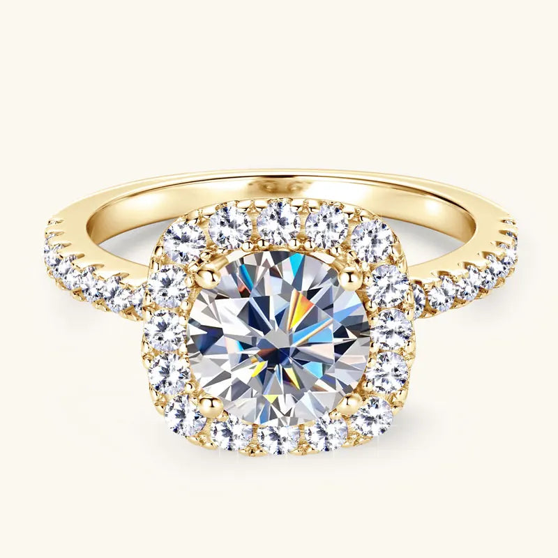 8mm 2ct Moissanite Halo Ring Certified 925 Sterling Silver Engagement Rings For Women Girls Wedding Party Jewelry Gift