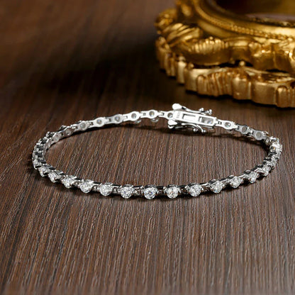 3mm D VVS1 Moissanite Tennis Bracelet Solid s925 Sterling Silver Plated 18k White Gold with GRA Bracelets for Women Man
