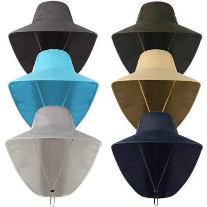 Wide Brim Sun Hat with Neck Flap for men women Adjustable Outdoor